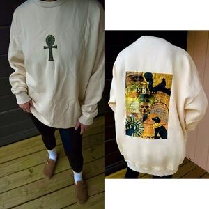 Men's Cream Graphic Crewneck Sweater